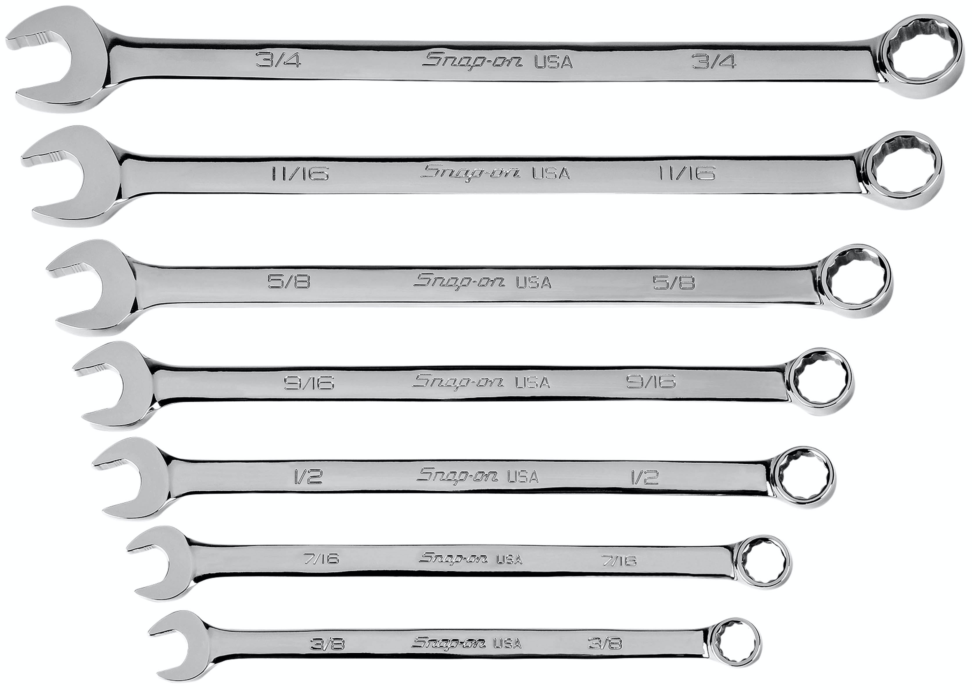 7 pc 12-Point SAE Flank Drive® Plus Long Combination Wrench Set (3/8-3/4 7 pc 12-Point SAE Flank Drive® Plus Long Combination Wrench Set (3/8-3/4